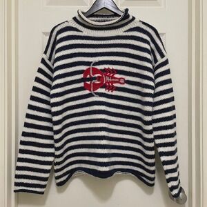 Mexicali Blues Alpaca Wool Blend Knit Sweater Lobster Maine Coastal Free Size